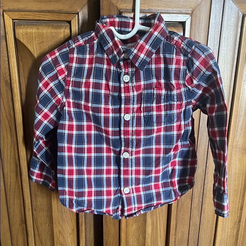 Joe Fresh Kids Plaid Button Down Shirt - Red, White, and Blue